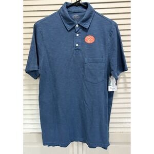 St Johns Bay Short Sleeve 3 Button Polo Shirt Blue Closer Fit Size S No Tuck NWT